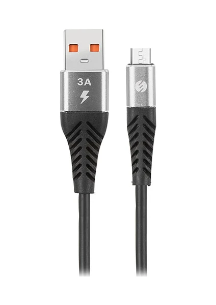 S-link Swapp SW-C565 1.2 mt 3A Micro USB Gri/Siyah Şarj Kablosu