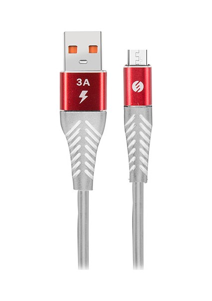 SW-C565 1.2 mt 3A Micro USB Kırmızı/Beyaz Şarj Kablosu