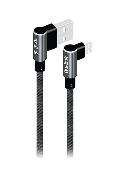 SW-C557 3A - 15 cm Micro Gri Kılıflı Metal -L- Kablo