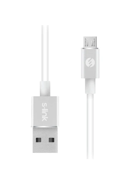 S-link Swapp SW-C509 3 mt 2.4A USB to Micro USB Beyaz Data + Şarj Kablosu