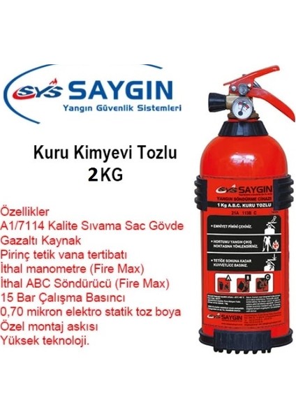 Saygın Yangın 2 kg Kkt(Kuru Kim.toz)Ysc %40'lık Map