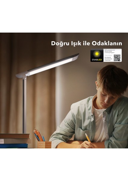 TT-DL13 USB Şarj Portlu 12W LED Masa Lambası Philips EnabLED Programı Üyesi Beyaz (5 Renk, 7 Kısıklık Dokunmatik Ayarlı)