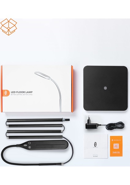 TT-DL072 1000 Lux/450 lm Esnek Başlıklı LED Zemin Lambası (4 Renk, 4 Kısıklık Dokunmatik Ayarlı)