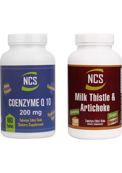 Coenzyme Q - 10 200 mg 180 Tablet Milk Thistle Artichoke 180 Tablet