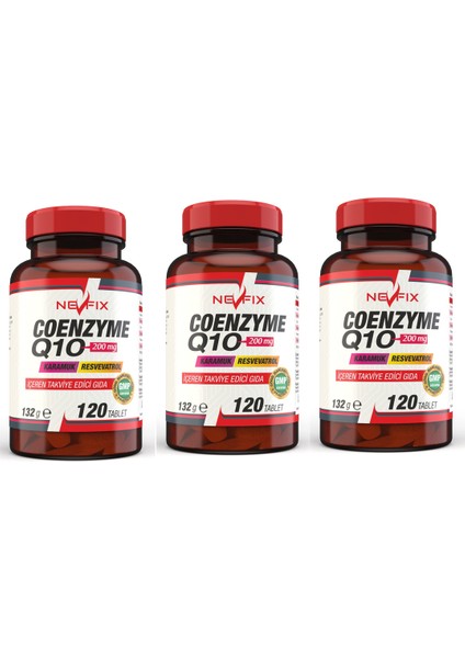 Coenzyme Q10 200 mg Koenzim Q10 120 Tablet x 3 Kutu 360 Tablet