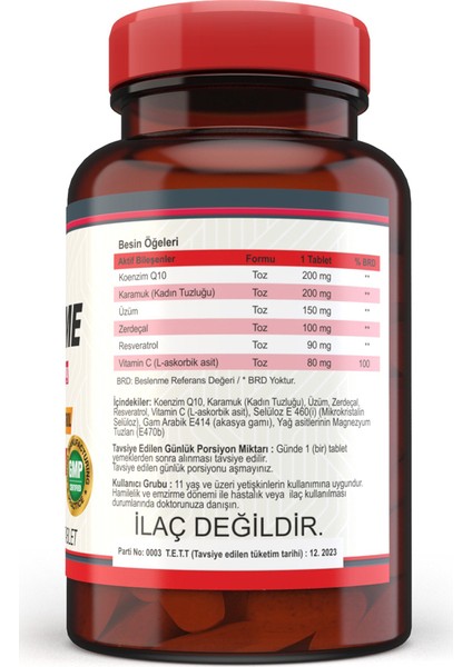 Coenzyme Q10 200 mg Koenzim Q10 120 Tablet x 3 Kutu 360 Tablet