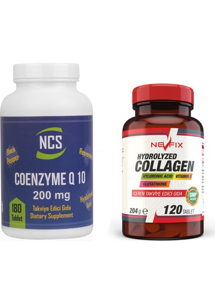 Coenzyme Q - 10 200 mg 180 Tablet Collagen 1000 mg 120 Tablet