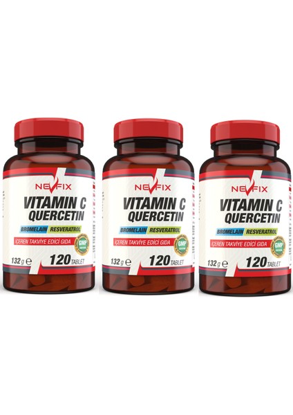 Vitamin C Bromelian Quercetin 120 Tablet x 3 Kutu 360 Tablet