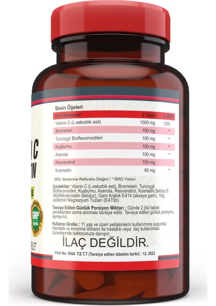 Vitamin C Bromelian Quercetin 120 Tablet x 3 Kutu 360 Tablet