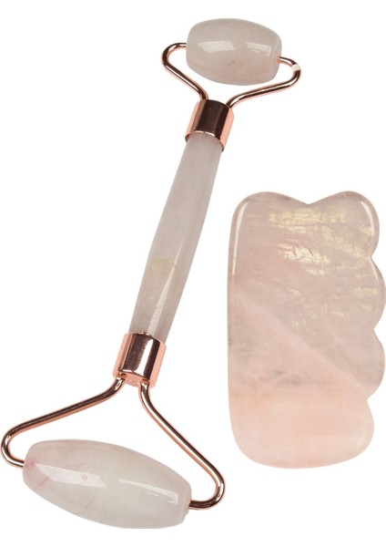 Pembe Kuvars Masaj Taşı Roller + Gua Sha Spa FH10583