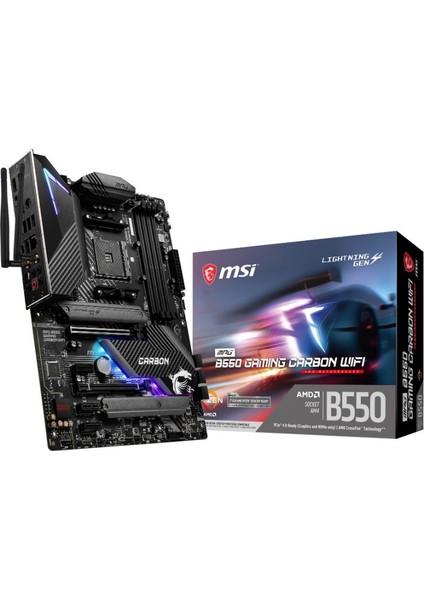 MPG B550 GAMING CARBON WIFI AM4 DDR4 5100(OC) HDMI DP M.2 USB3.2 WIFI RGB ATX Anakart
