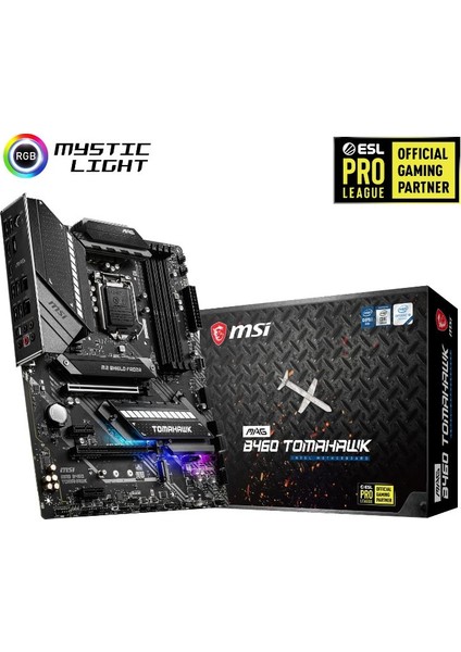 MAG B460 Tomahawk Soket 1200 DDR4 2933 HDMI DP M.2 USB 3.2 RGB ATX Anakart