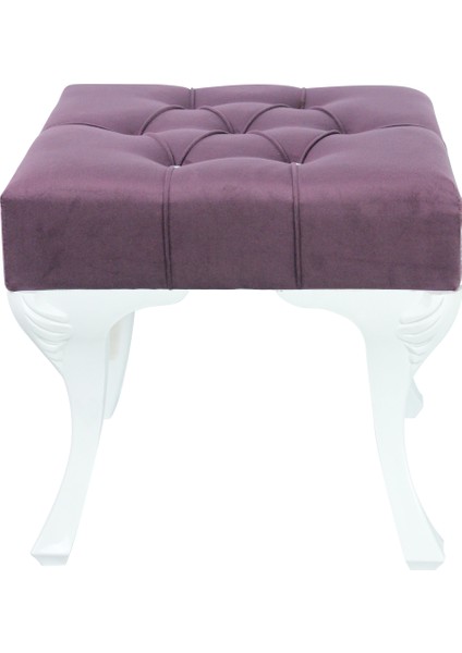 Vinda Kapitoneli Kapıönü Ayakucu Bench Puf Taş Düğme 40 cm Mürdüm