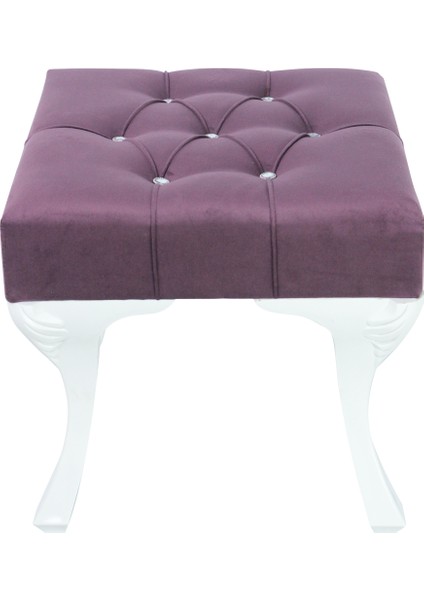 Vinda Kapitoneli Kapıönü Ayakucu Bench Puf Taş Düğme 40 cm Mürdüm