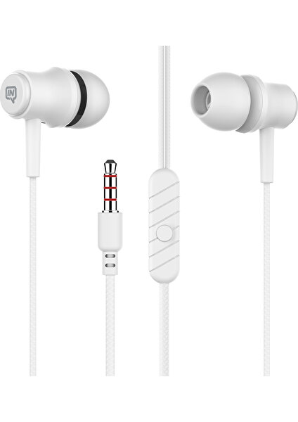 Stereo 3.5mm jak Girişli Kablolu Kulaklık, Beyaz