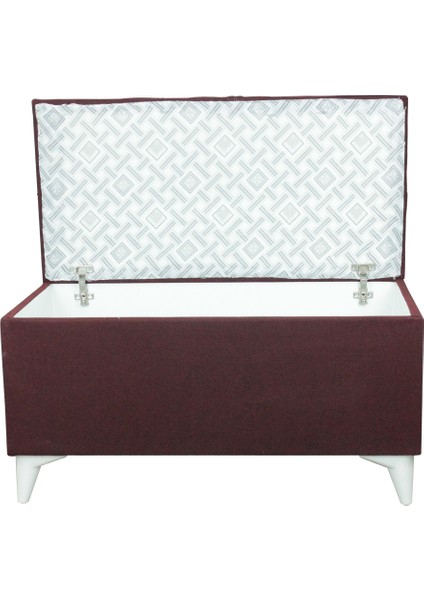 Vinda Kaptioneli Sandıklı Puf 90 cm Bordo Taş Düğmeli modelleri