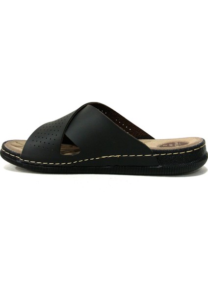 9556 Siyah Çapraz Bant Anatomik Erkek Terlik modelleri