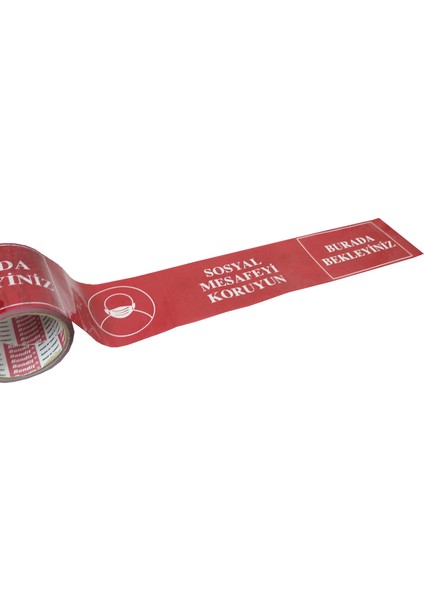 Sosyal Mesafe Bant Şerit Koruma Bantı Kırmızı 10 m Sağlık Bantı 10 cm İkaz Bantı