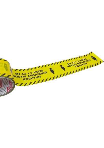 Sosyal Mesafe Bant Şerit Koruma Bantı Sarı 10 m Sağlık Bantı 10 cm İkaz Bantı 1.5 m Mesafe Ban