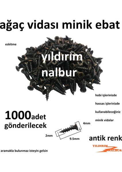 Ağaç Vidası Mini Antik Renk 1000 Adet Eskitme Minik Vida Kutu Kilidi Hobi Vidası fiyatları