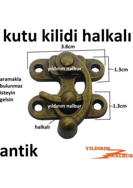 Kutu Kilidi 4 Adet Antik Halkalı Klips Büyük Model Eskitme Sandık Kilidi Hobi Kilit Emniyet Kilidi