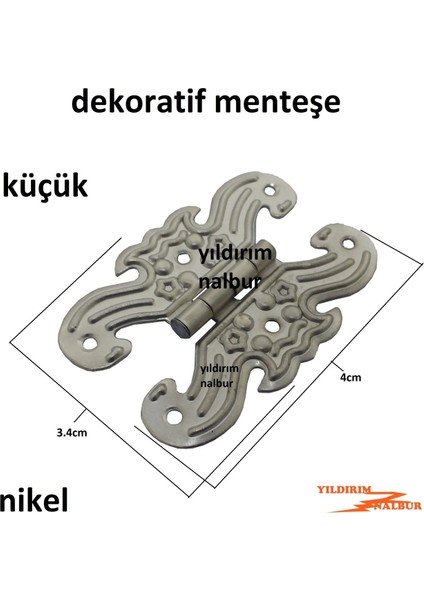 Nikel Metalik Küçük Boy Dekoratif 4 Adet Menteşe Yaprak Menteşe Kutu Dolap Menteşe