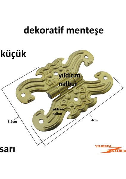 Sarı Altın Dekoratif Küçük Boy 4 Adet Menteşe Yaprak Menteşe Kutu Dolap Menteşe