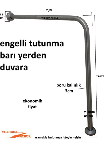 Engelli Tutunma Barı Banyo Tutamak Yaşlı Tutunma Barı Yerden Duvara