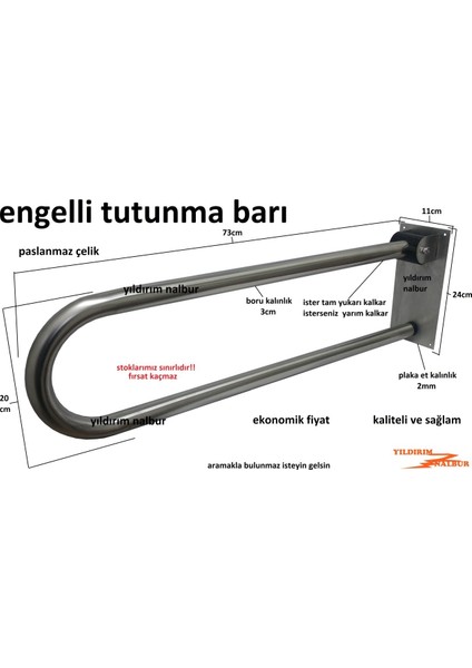 Engelli Tutunma Barı Mafsallı Yaşlı Destek Demiri Banyo