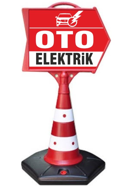Oto Elektrik Temalı Uyarı ve Yönlendirme Ok Dubası