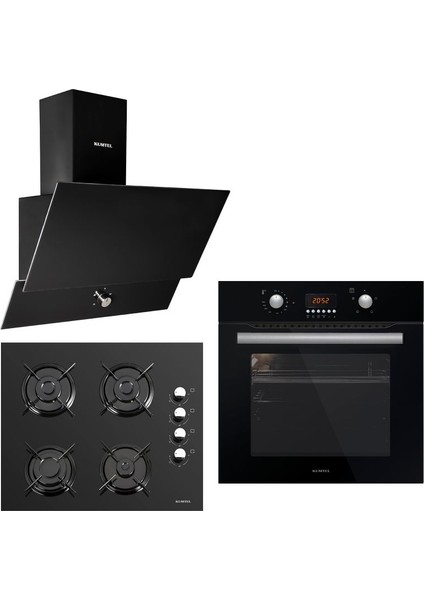 Black Ecoplus Dijital Ankastre 3'lü Set (A6SF2 DT Siyah Ankastre Fırın + 40TAHDF Siyah Ankastre Ocak + 830 Siyah Davlumbaz)