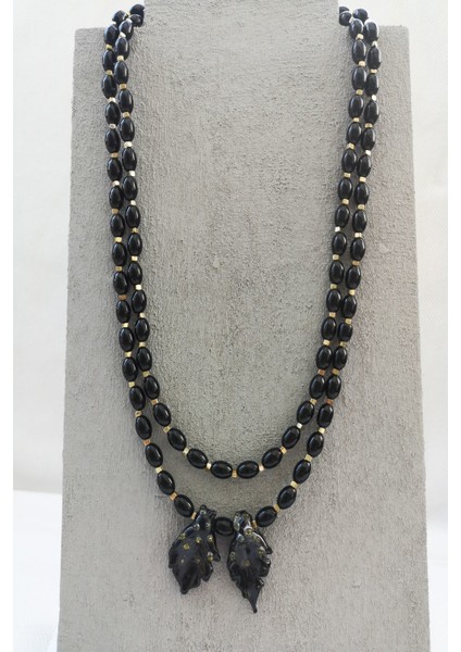 Murano Tasarım Tüy Boncuklu Gümüş Kolye