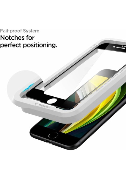 Apple iPhone SE (2022 / 2020) / iPhone 8 / iPhone 7 Cam Ekran Koruyucu Kolay Kurulum AlignMaster Full Cover Black / Siyah - AGL01294