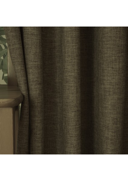 Fon Perde Keten Açık Kahve Pilesiz 90 x 260 cm