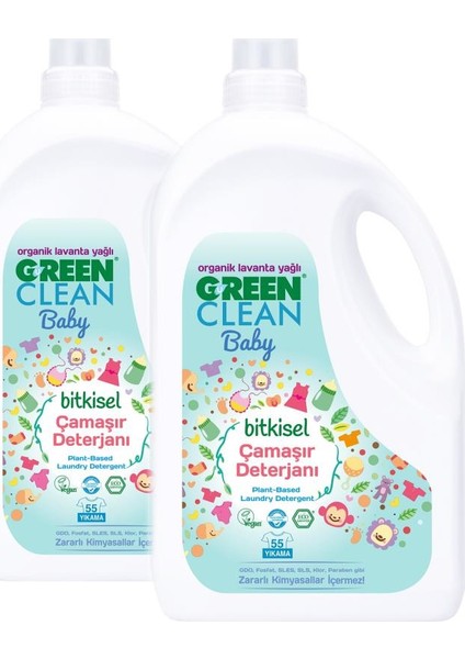 Organik Lavanta Yağlı Baby Bitkisel Çamaşır Deterjanı 2750 ml 2'li Set