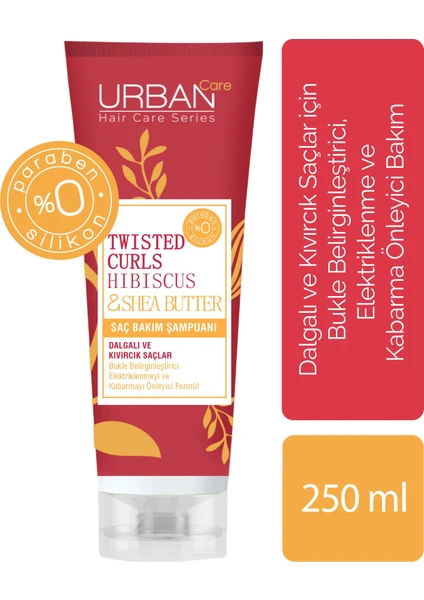 Urban Care Hibiscus ve Shea yağı içeren bukle belirginleştirici; elektriklenme ve kabarma önleyici saç bakım şampuanı 250 Ml