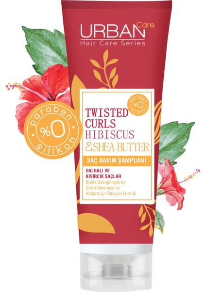 Urban Care Hibiscus ve Shea yağı içeren bukle belirginleştirici; elektriklenme ve kabarma önleyici saç bakım şampuanı 250 Ml