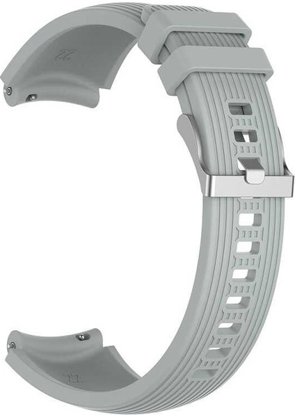 Samsung Watch Gear S3 46mm 22mm Kordon Silikon Kancalı Ayarlanabilir KRD 18 Gri