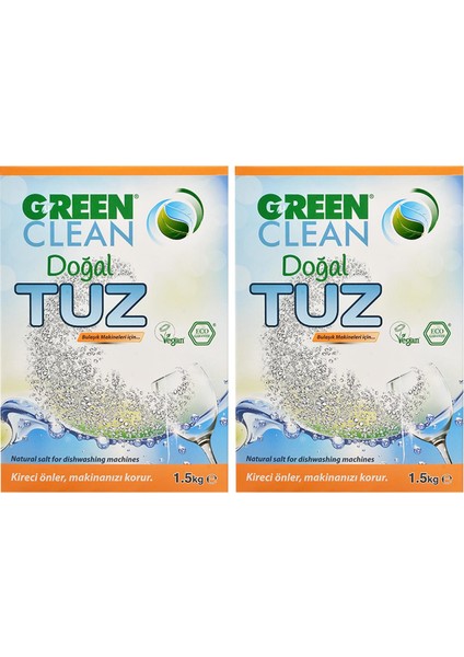 U Green Clean  Bulaşık Makinası  Tuz 1,5 kg 2'li Set