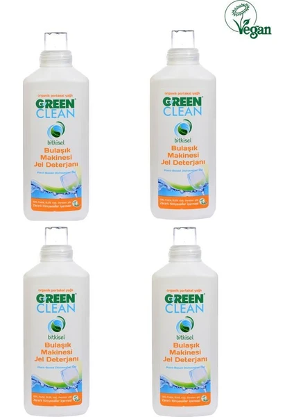 U Green Clean Bitkisel Portakal Yağlı Bulaşık Makinesi Jel Deterjanı 1000ML. 4 Lu Set