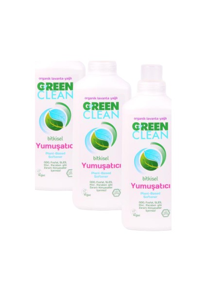 U Green Clean  Lavanta Yağlı Bitkisel Yumuşatıcı 1000 ml 3 Lü Set