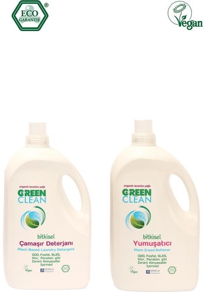 U Green Clean  Lavanta Yağlı Çamaşır Deterjanı 2750 Ml+  Lavanta Yağlı Bitkisel Yumuşatıcı 2750 ml