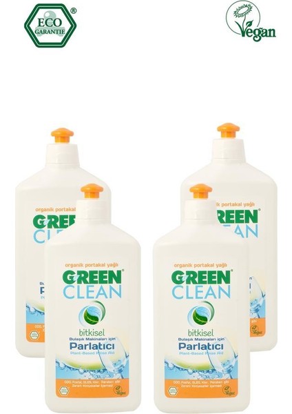 U Green Clean  Portakal Yağlı Bulaşık Makinesı Parlatıcı 500 ml 4 Lü Set