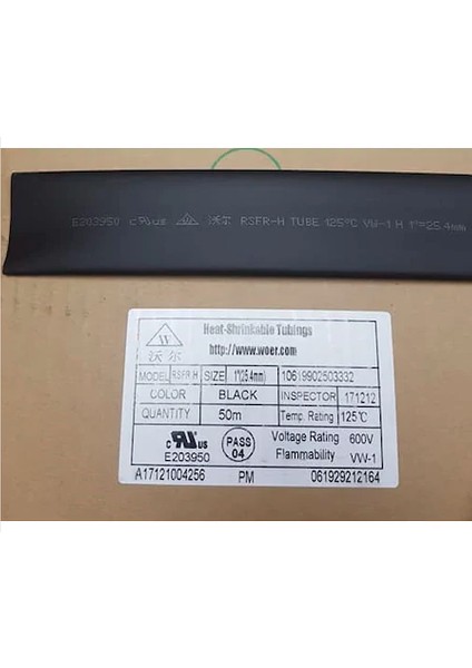 Daralan Makaron 25.4mm Siyah 1 m