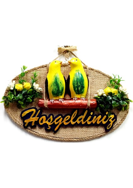 Muhabbet Kuşlu Hoşgeldiniz Kapı Süsü