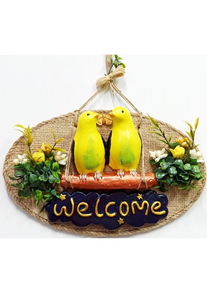 Welcome Yazılı Muhabbet Kuşu Kapı Süsü