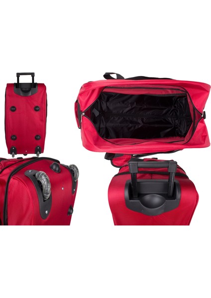Tekerlekli Genişleyebilir 3'lü Set Seyahat Valizi Kırmızı indirimleri