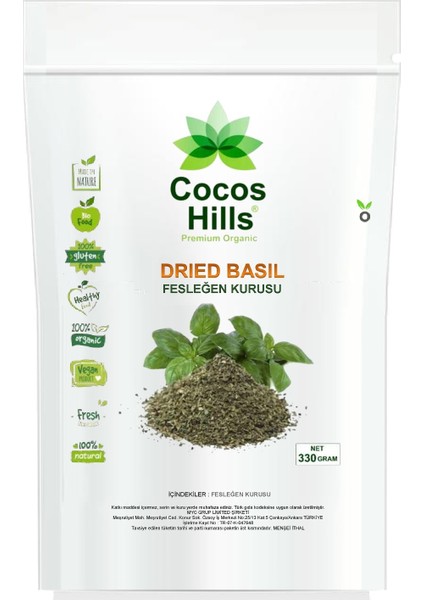 Cocos Hills Dried Basil Fesleğen Kurusu 330 Gram