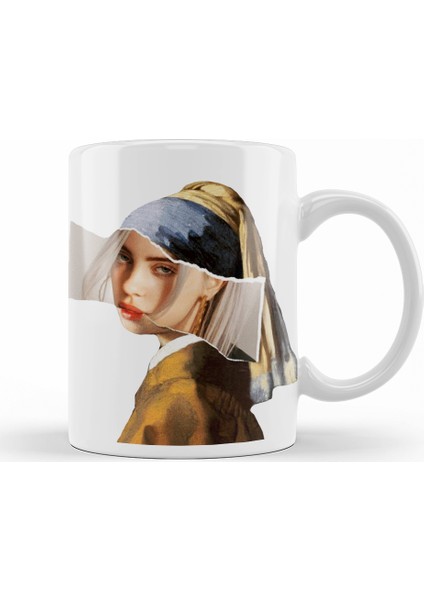 Billie Eilish İnci Küpeli Kız Kupa Bardak Porselen