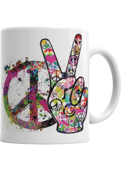 Peace Barış Simge Kupa Bardak Porselen